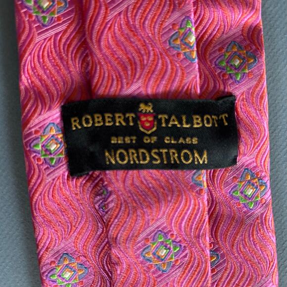 Robert Talbott Tie Silk Hand Sewn Jacquard pink colorful diamond patterned - Picture 7 of 9